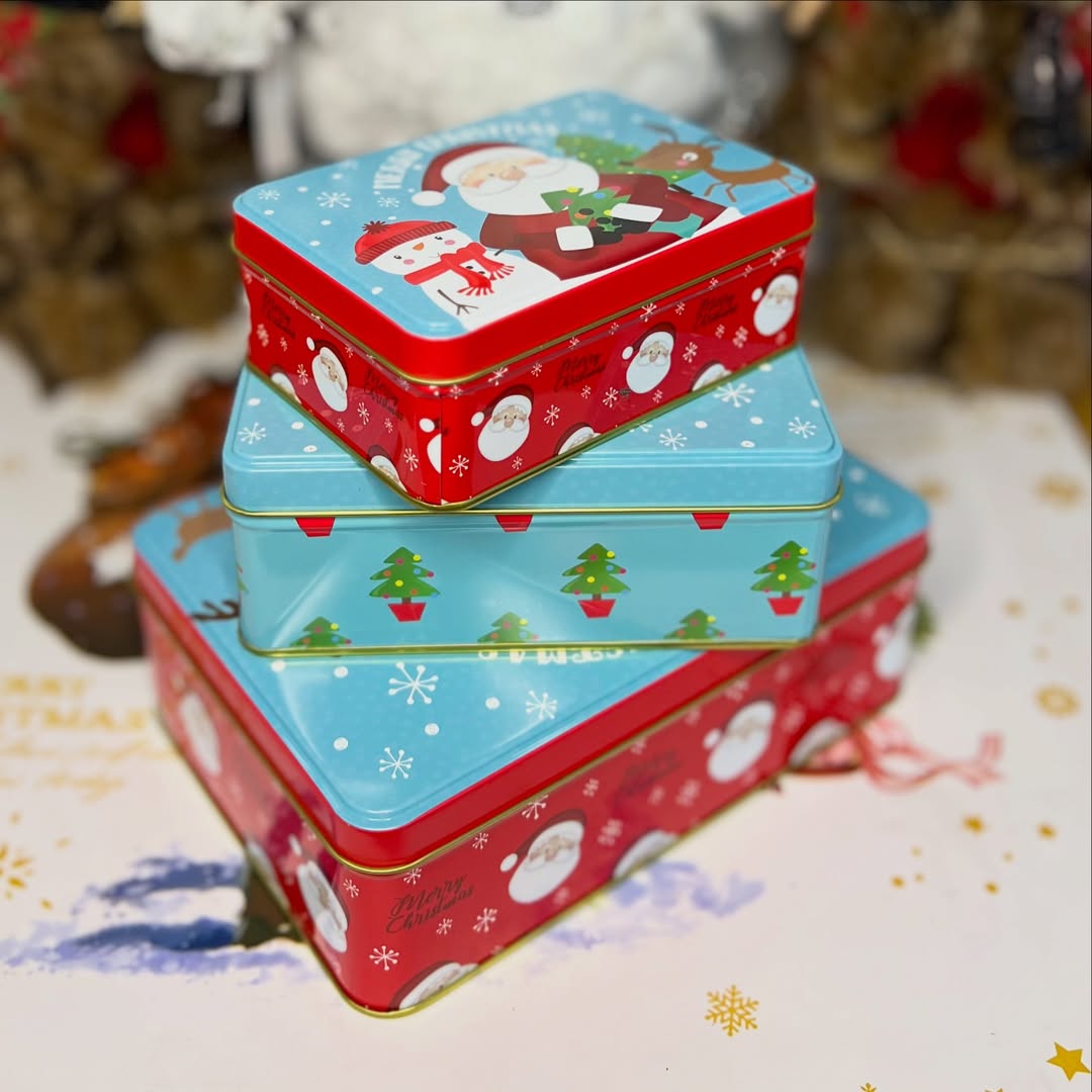 قوطی فلزی ۳ تایی کریسمسی کد:25224 T