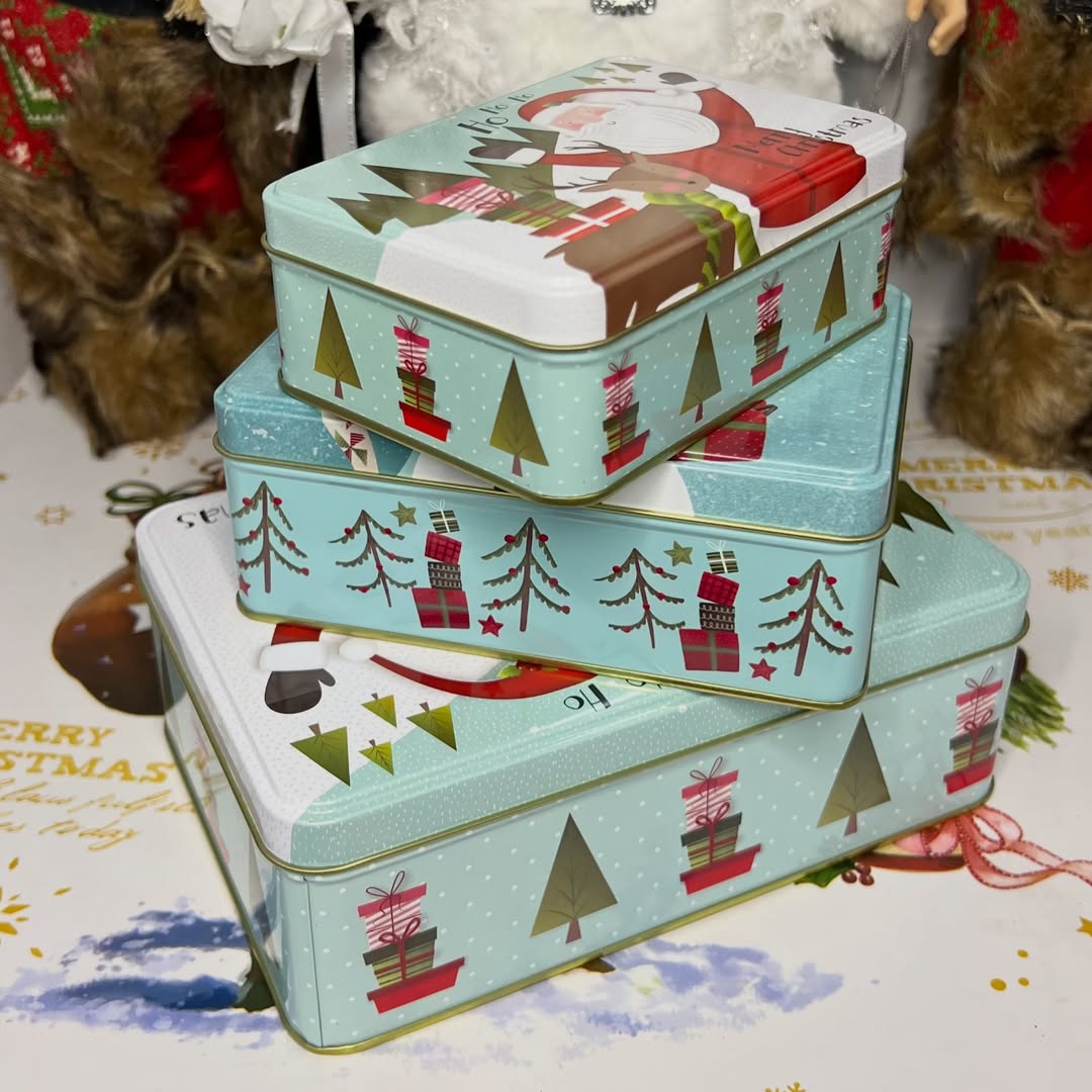 قوطی فلزی ۳ تایی کریسمسی کد:25223 T